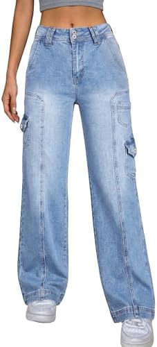 Amazon.com: Women's Baggy Jean Vintage Alphabet Print Jeans Flare